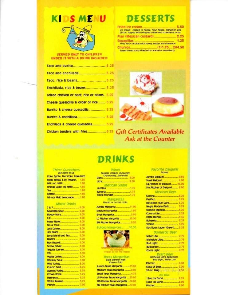 Menu page 1