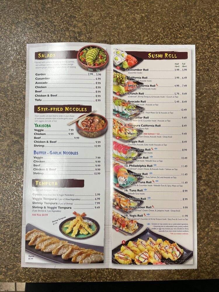 Menu page 1