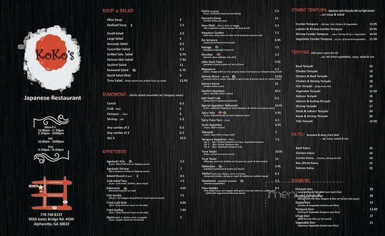 Menu page 1