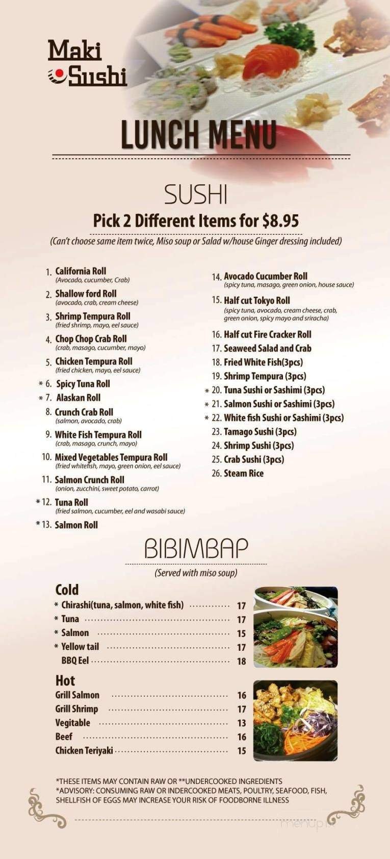 Menu page 1