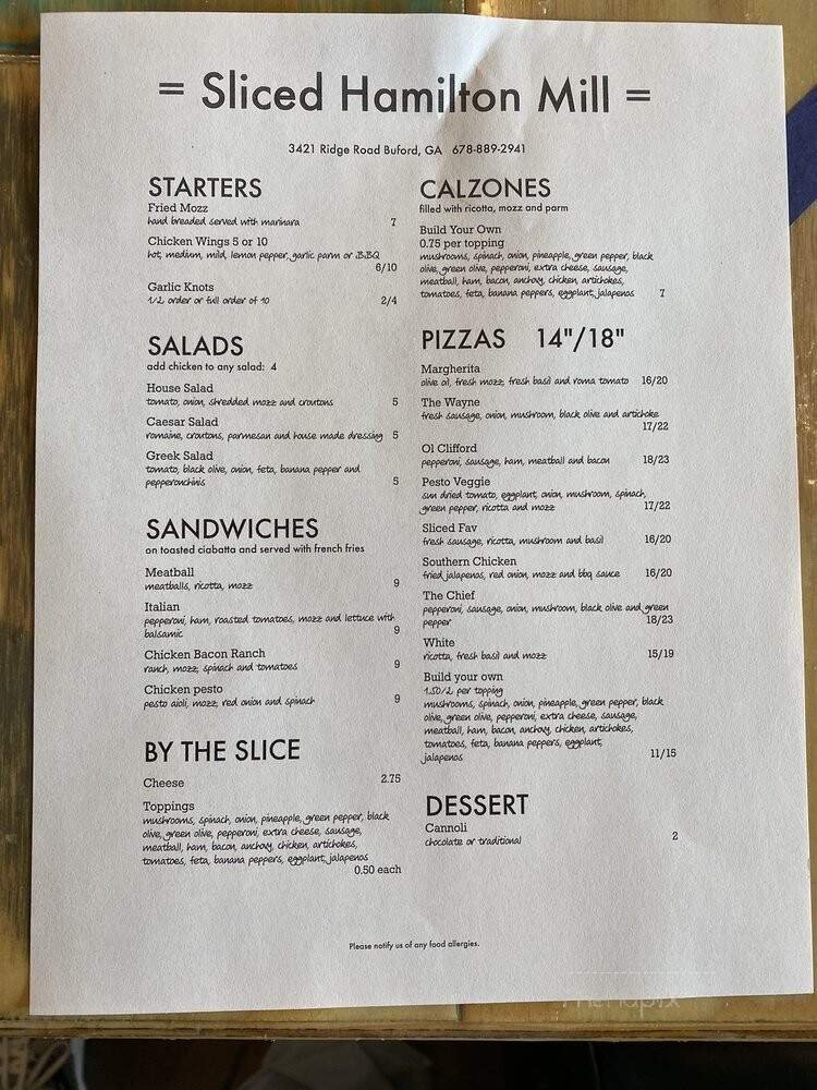 Menu page 1