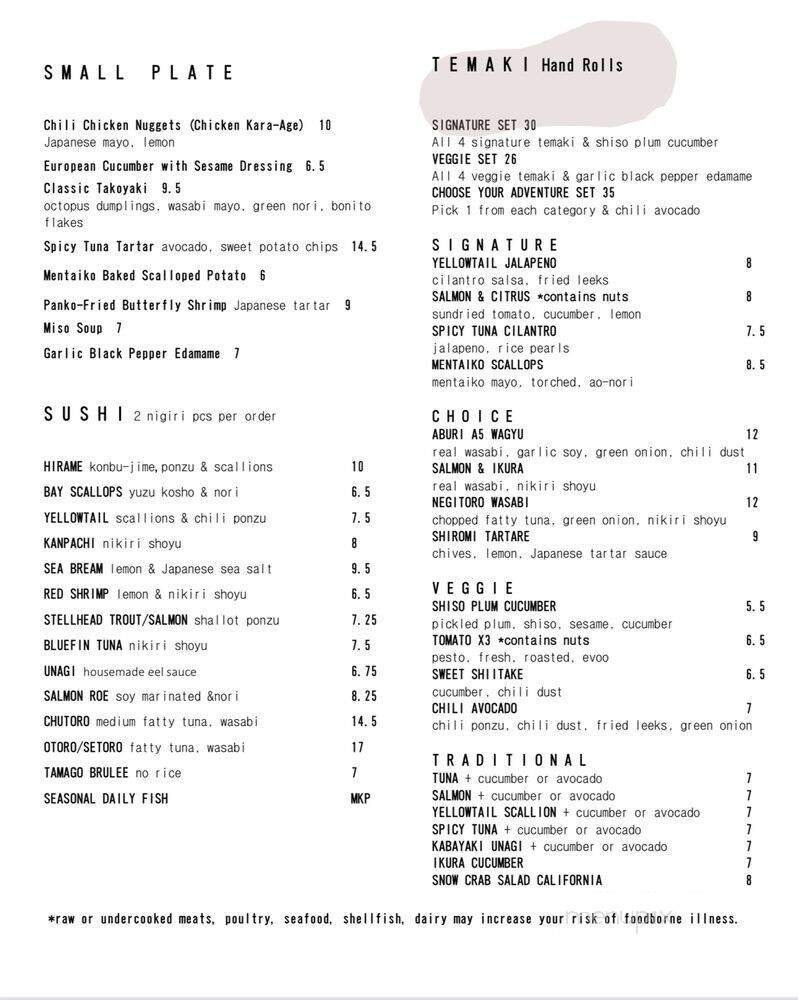 Menu page 1