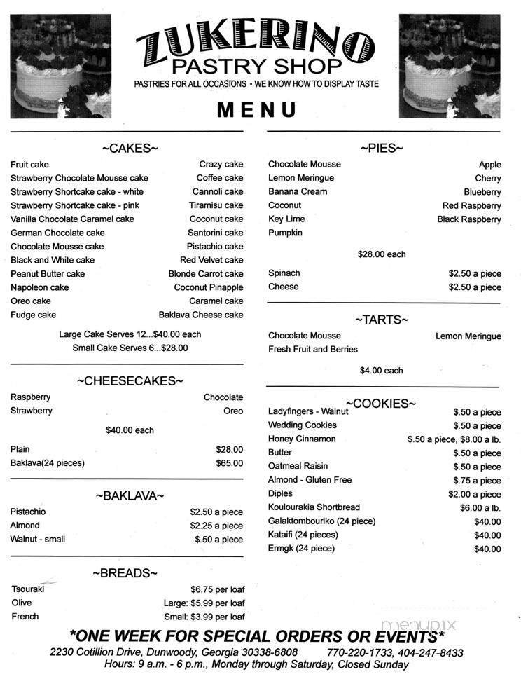 Menu page 1