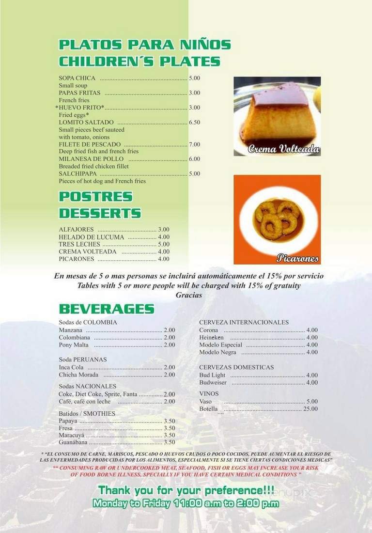 Menu page 8