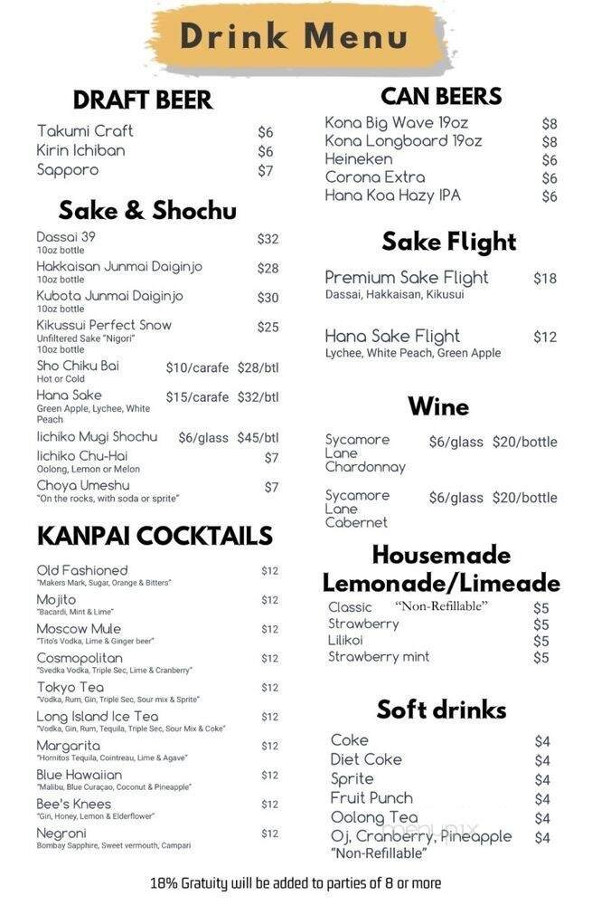 Menu page 1