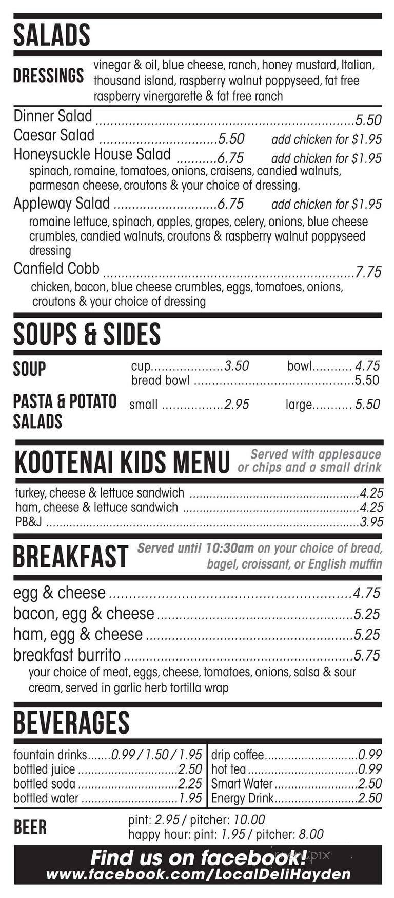 Menu page 1