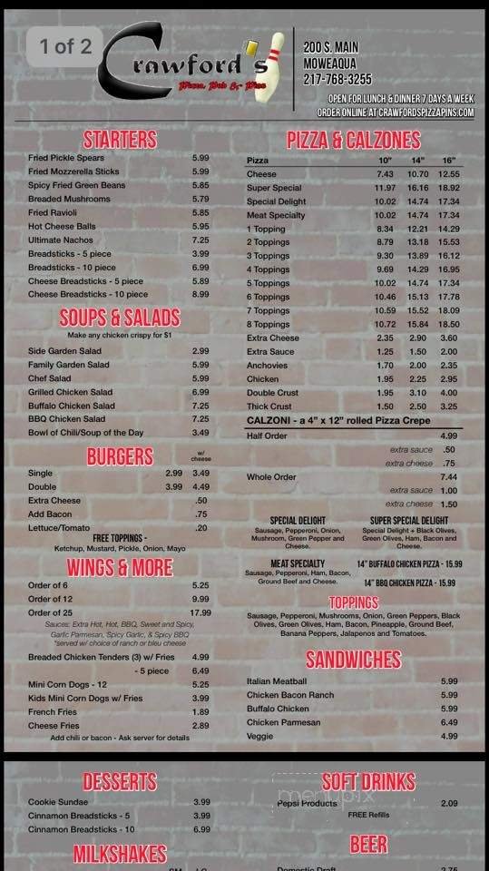 Menu page 1