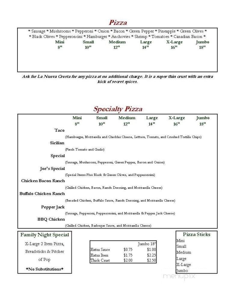 Menu page 1
