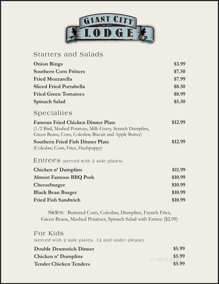 Menu page 1