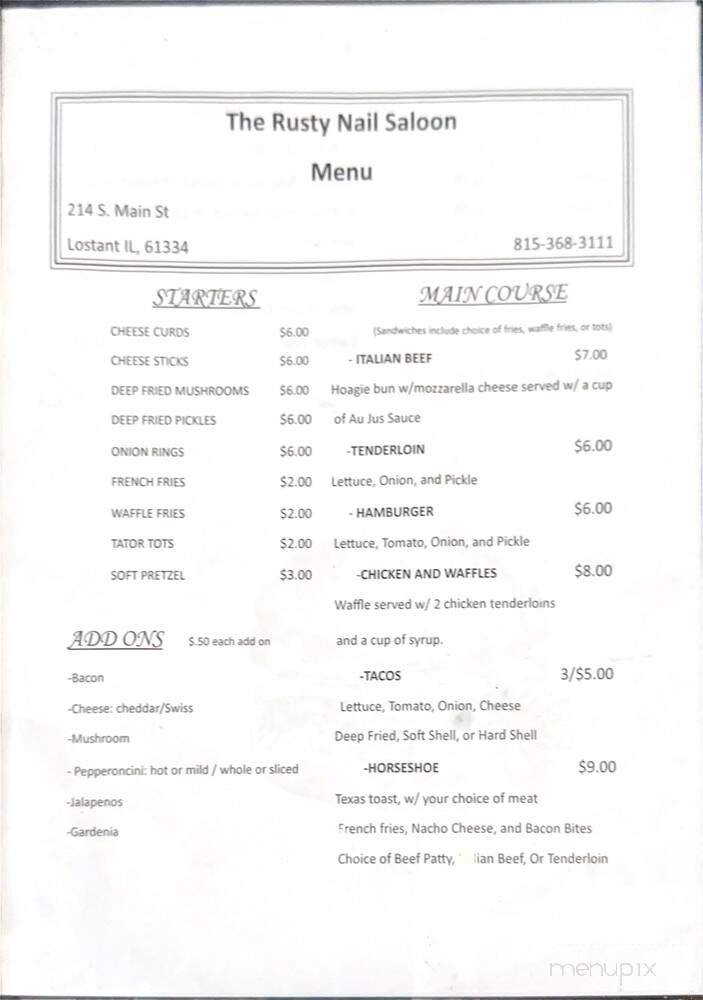 Menu page 1