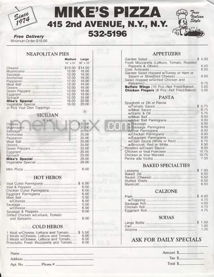 Menu page 1