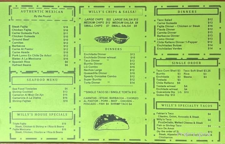 Menu page 1