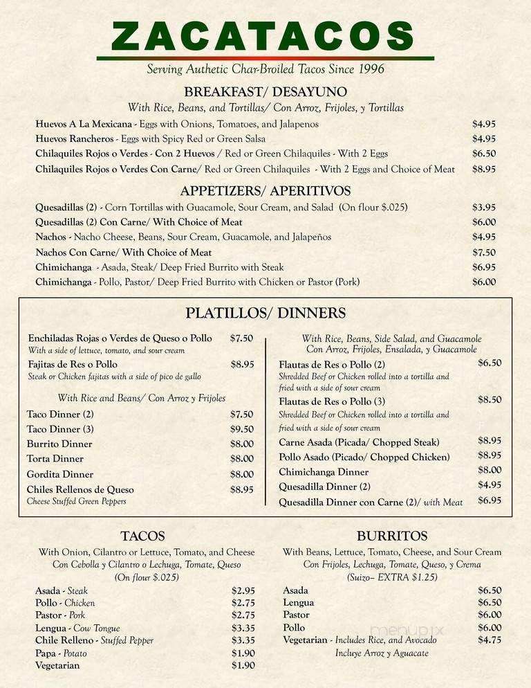 Menu page 1