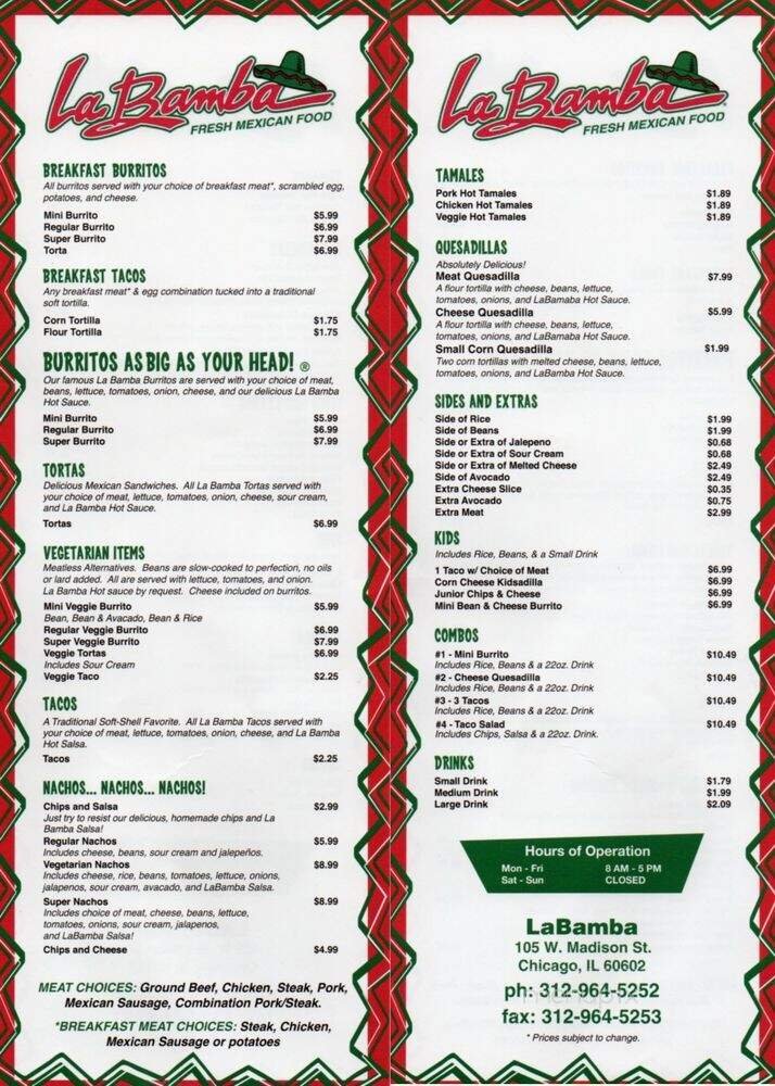 Menu page 1