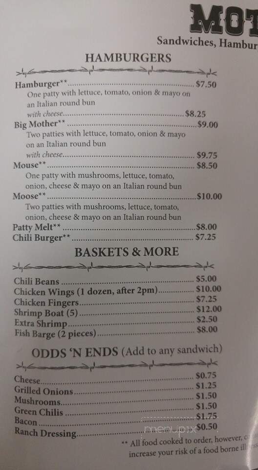 Menu page 1