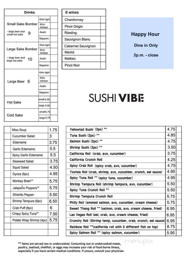 Menu page 1