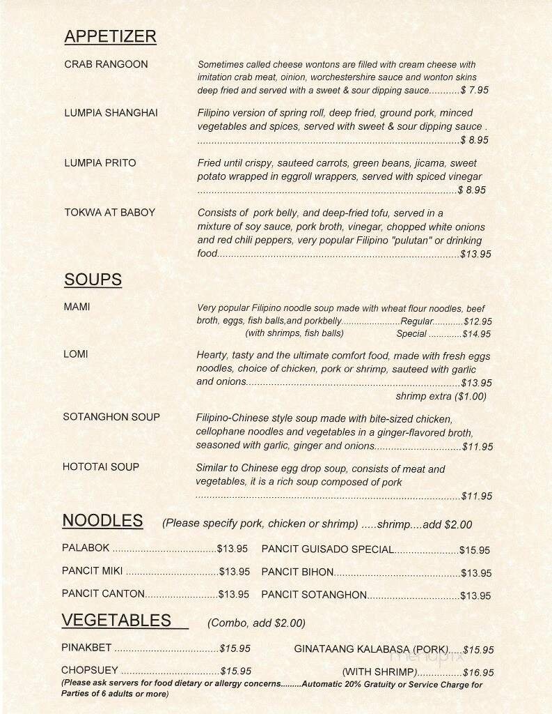Menu page 1
