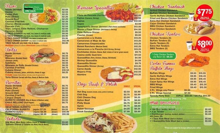 Menu page 1