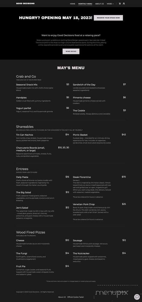 Menu page 1