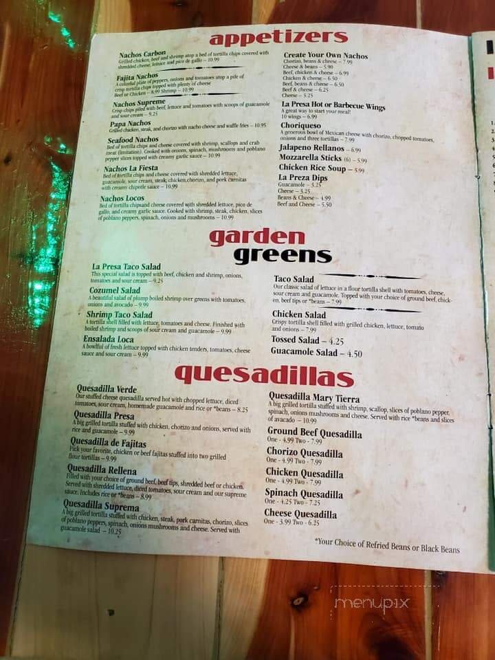 Menu page 1