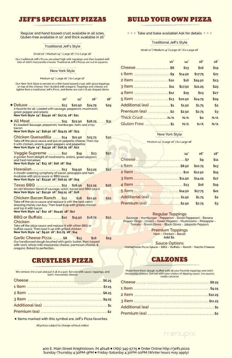 Menu page 1