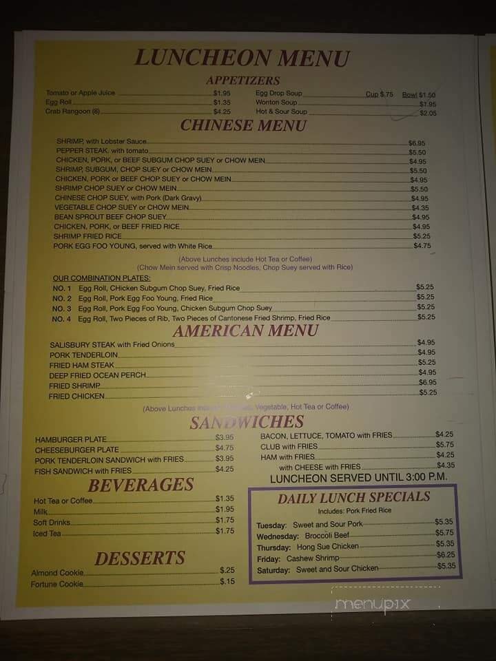 Menu page 1