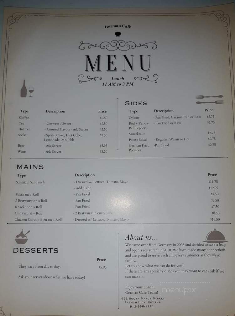 Menu page 1