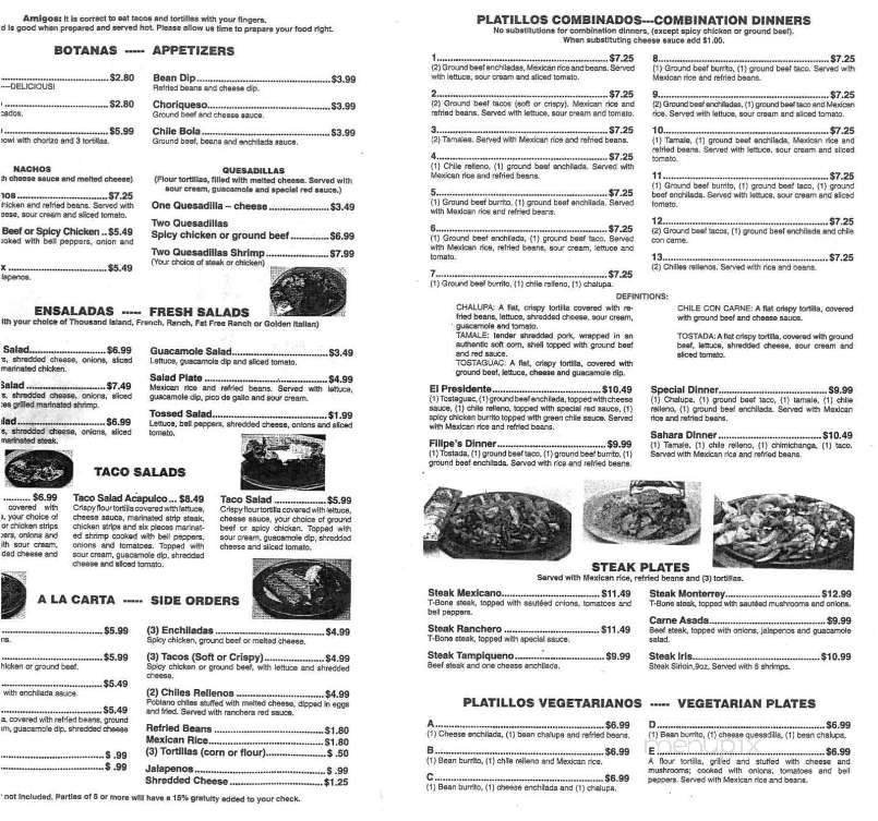 Menu page 1