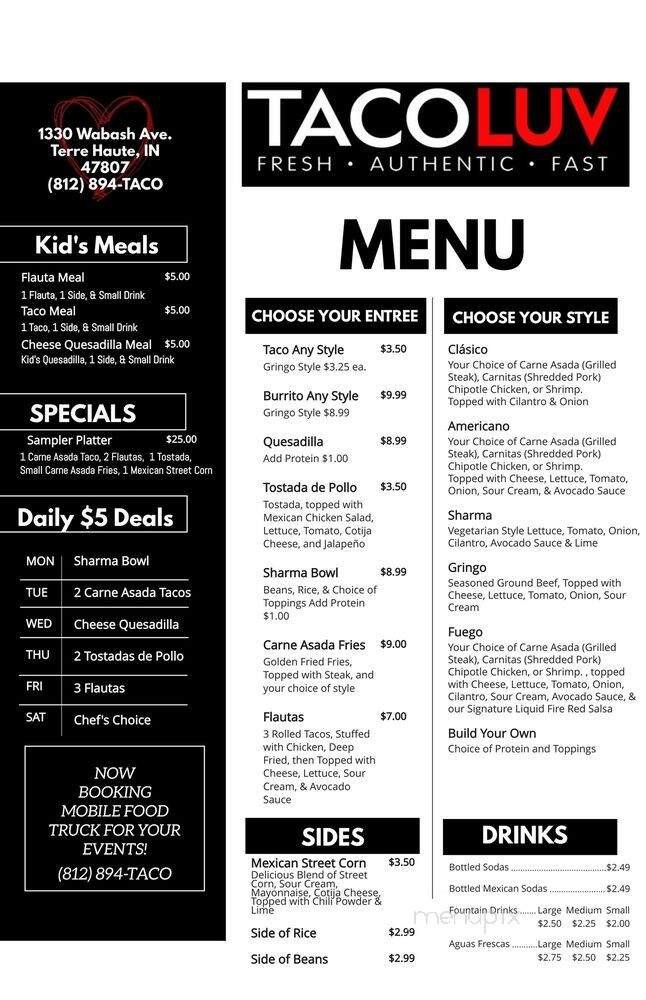 Menu page 1