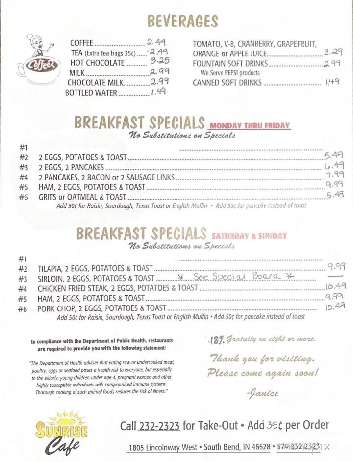 Menu page 1