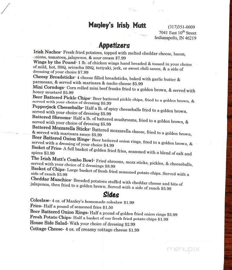 Menu page 1