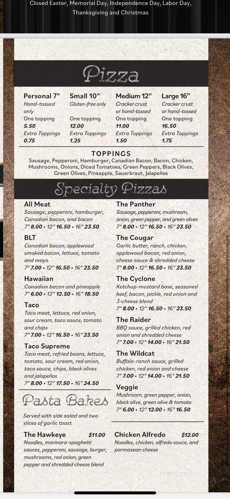Menu page 1