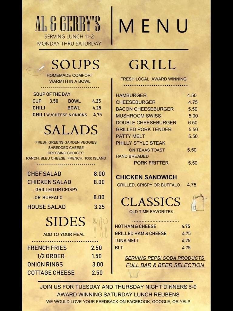 Menu page 1