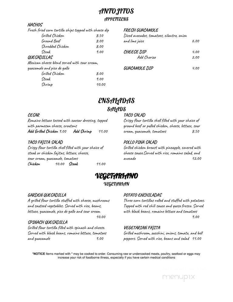 Menu page 1