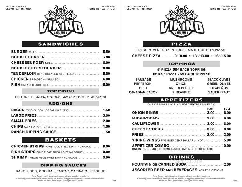 Menu page 1