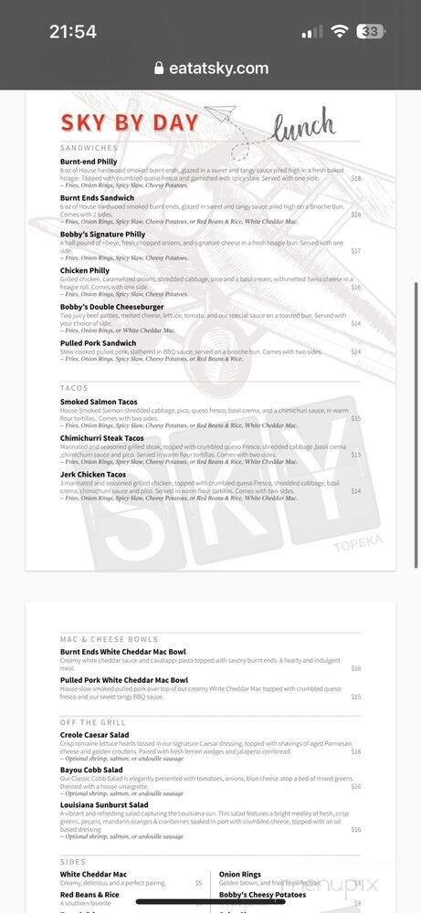Menu page 1