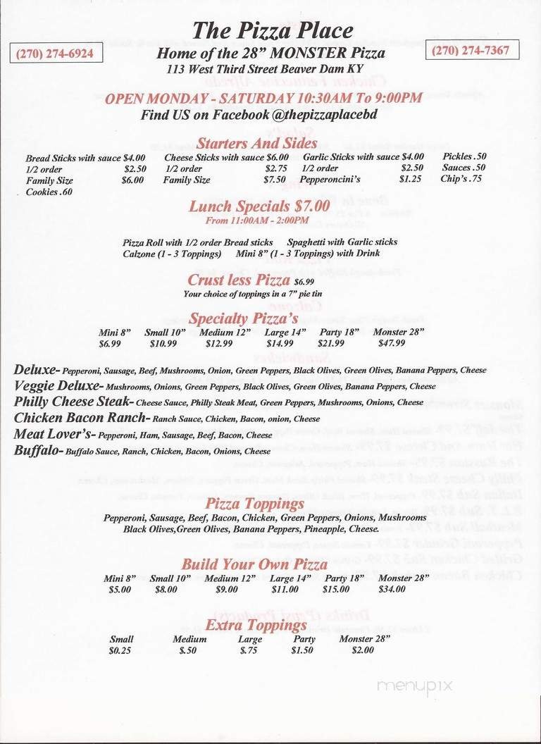Menu page 1