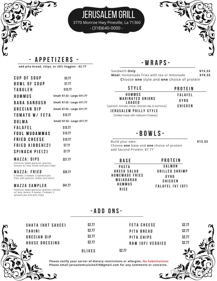Menu page 1
