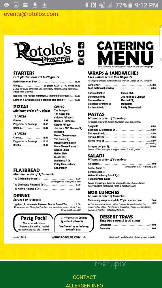 Menu page 1