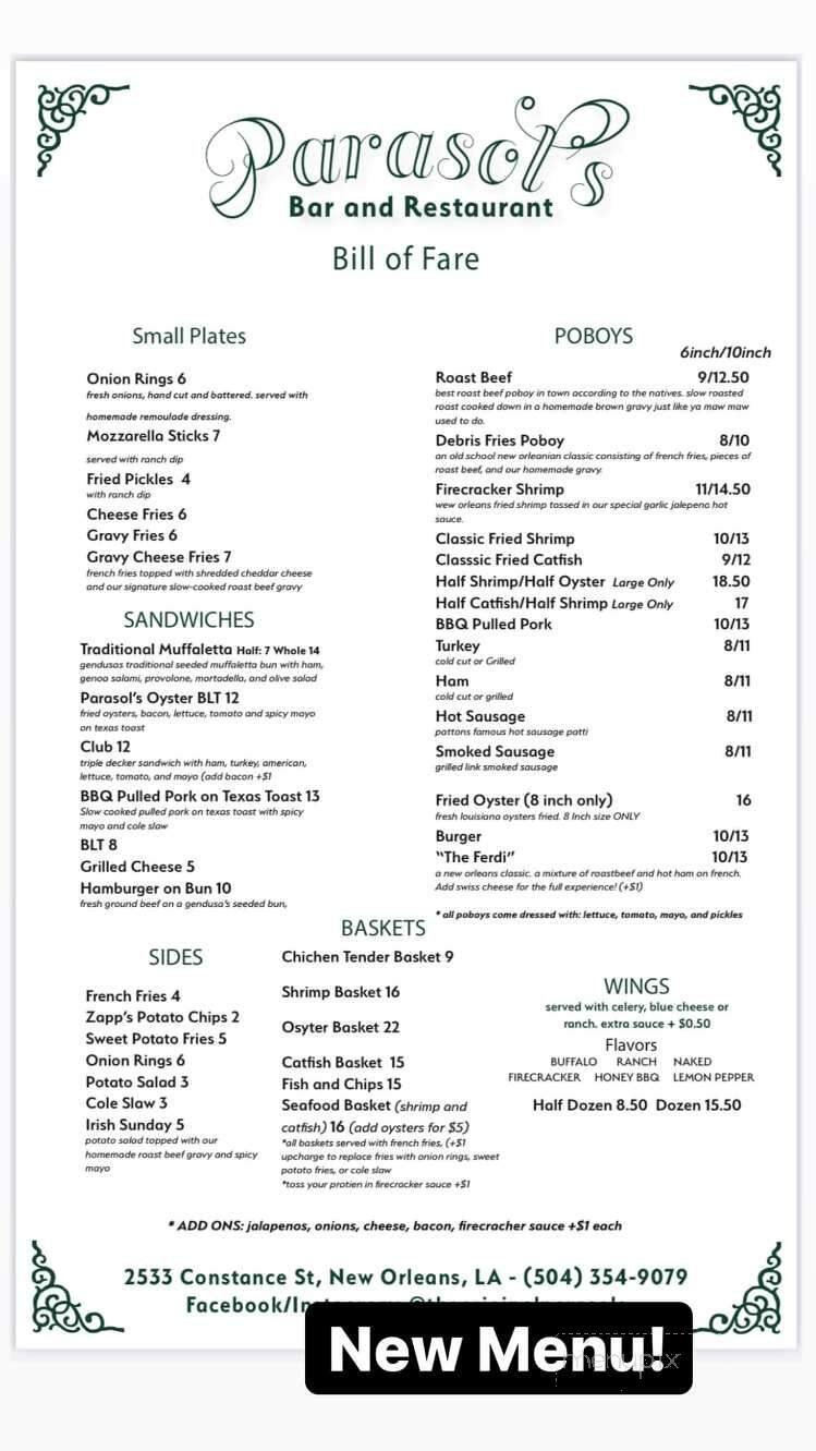 Menu page 1