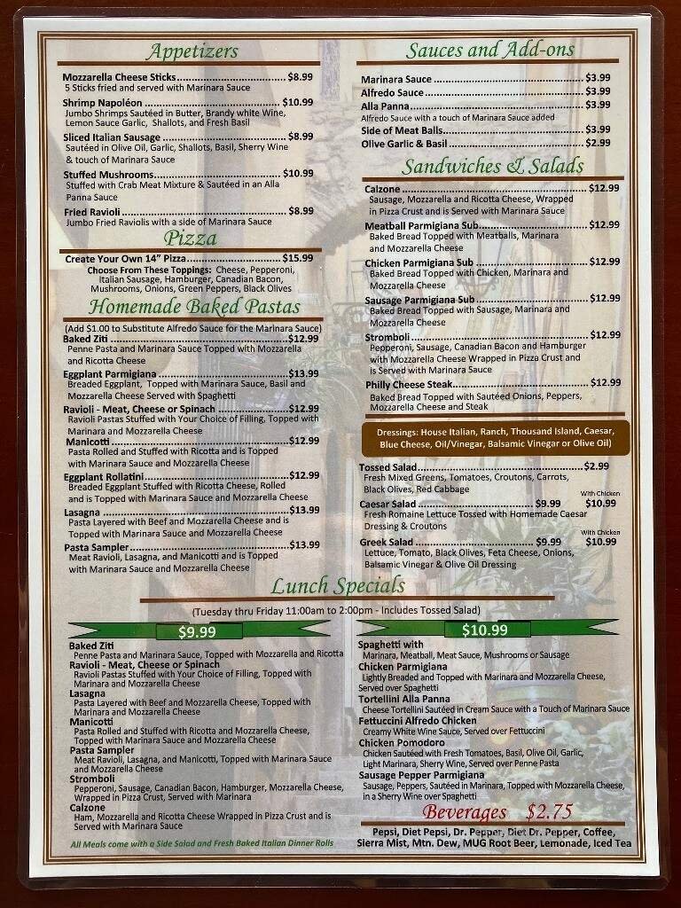 Menu page 1