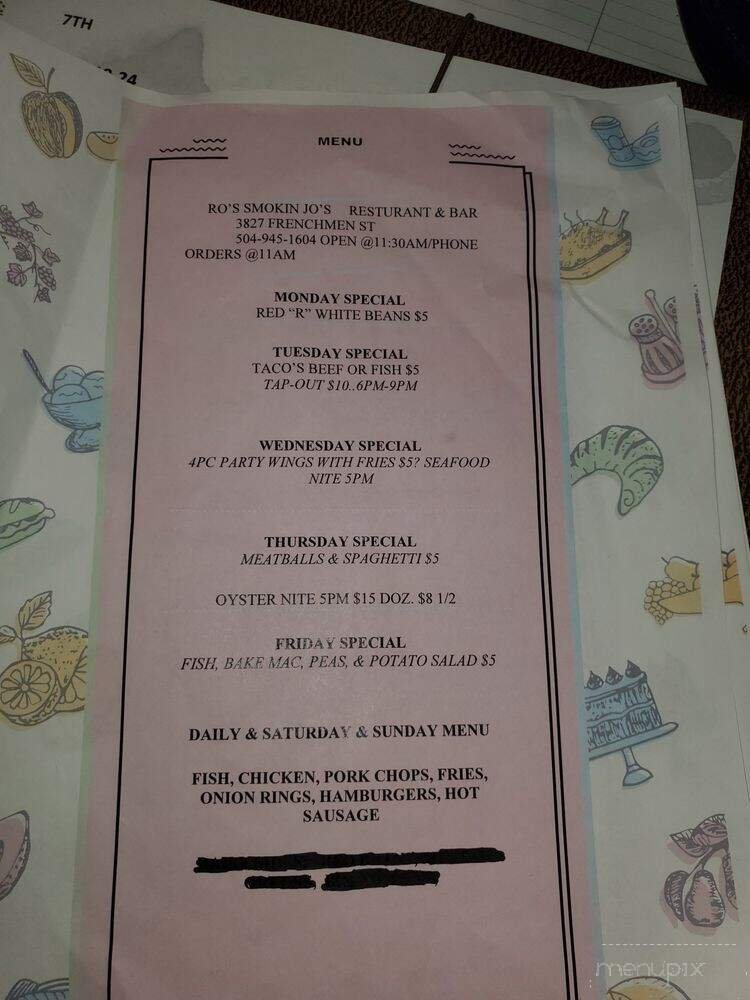 Menu page 1