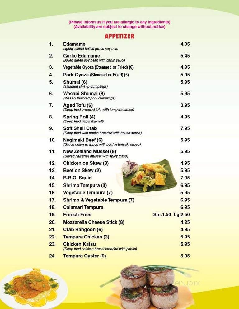 Menu page 1
