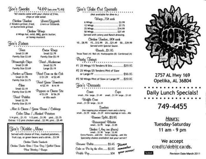 Menu page 1