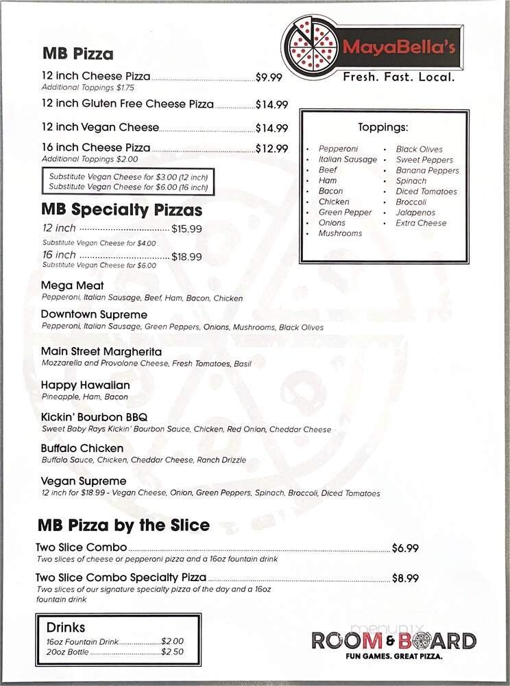 Menu page 1