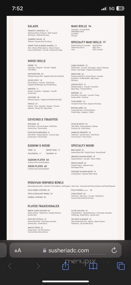 Menu page 1