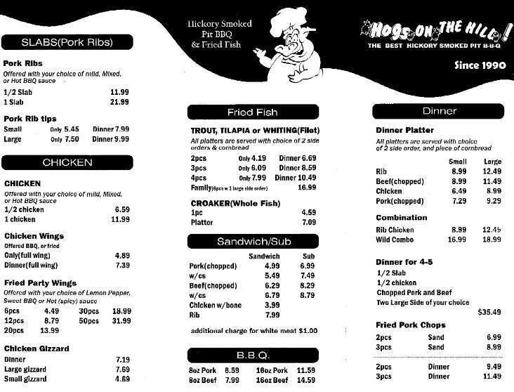 Menu page 1