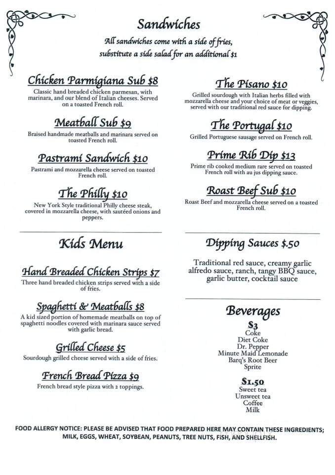Menu page 1