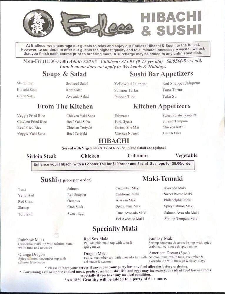 Menu page 1