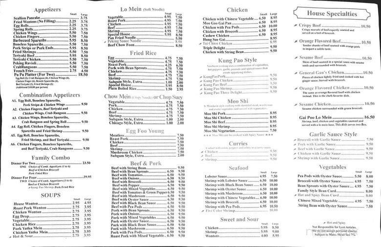 Menu page 1